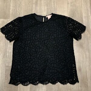 Womens‎ Philosophy Lace Crochet Lined Short Sleeve Eyelet Top Shirt